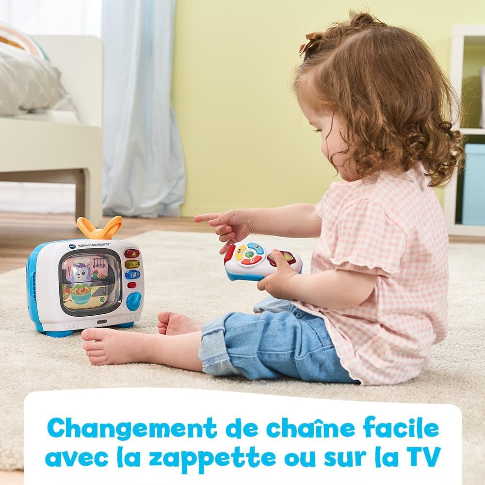 - Magi TV Des Découvertes - Télé Bébé Musicale Avec Télécommande Bébé Jouet Interactif, Effets Lumineux - Jouet Parlant Bilingue Fr/En - Cadeau Enfant Dès 1 an - Contenu En Français Et Anglais