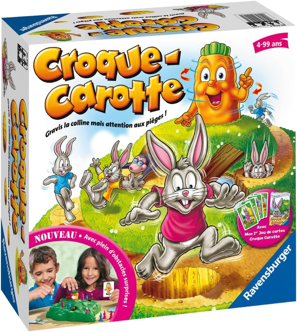 - Croque Carotte - Jeu De Société - Enfants Et Parents - Jeu De Parcours Rigolo - Inclus Jeu De Cartes Exclusif - De 2 À 4 Joueurs À Partir De 4 Ans - Mixte - 20948 - Version Française