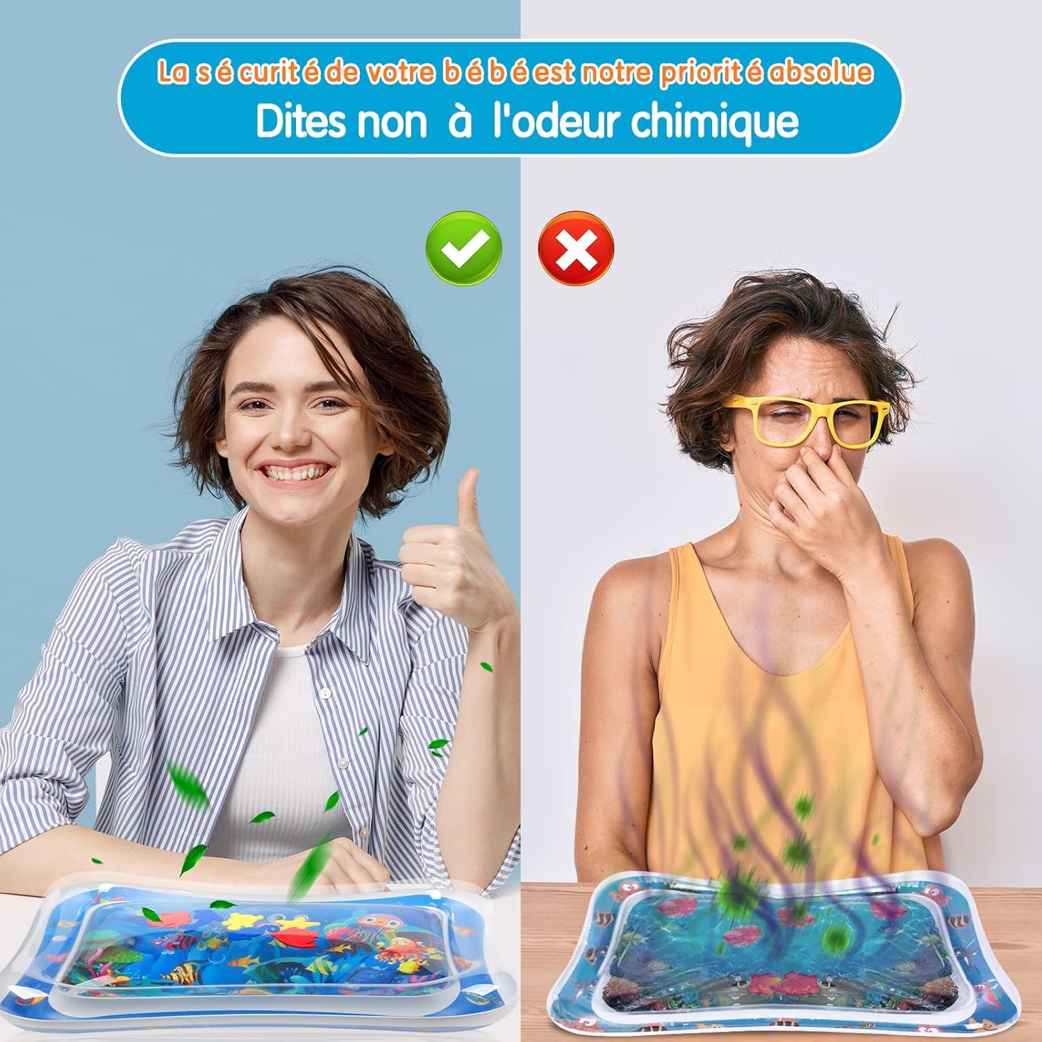 Gonflable Tummy Time Mat Tapis De Jeu D'Eau Pour Bébé De Qualité Supérieure Pour Bébés Et Tout-Petits Jouets Pour Bébé De 3 6 9 Mois