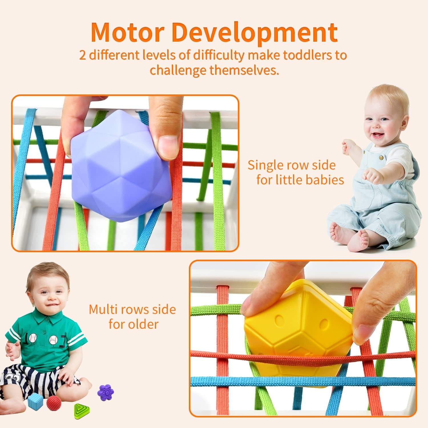 Jouet Bebe 1 2 Ans, Montessori Sensoriel Jeux Pour Bébé 12 18 Mois, Trieur De Formes Avec Boules Texturées Balles Sensorielles Cube D'Activité De Développement Jouet Enfant Fille Garcon Cadeau