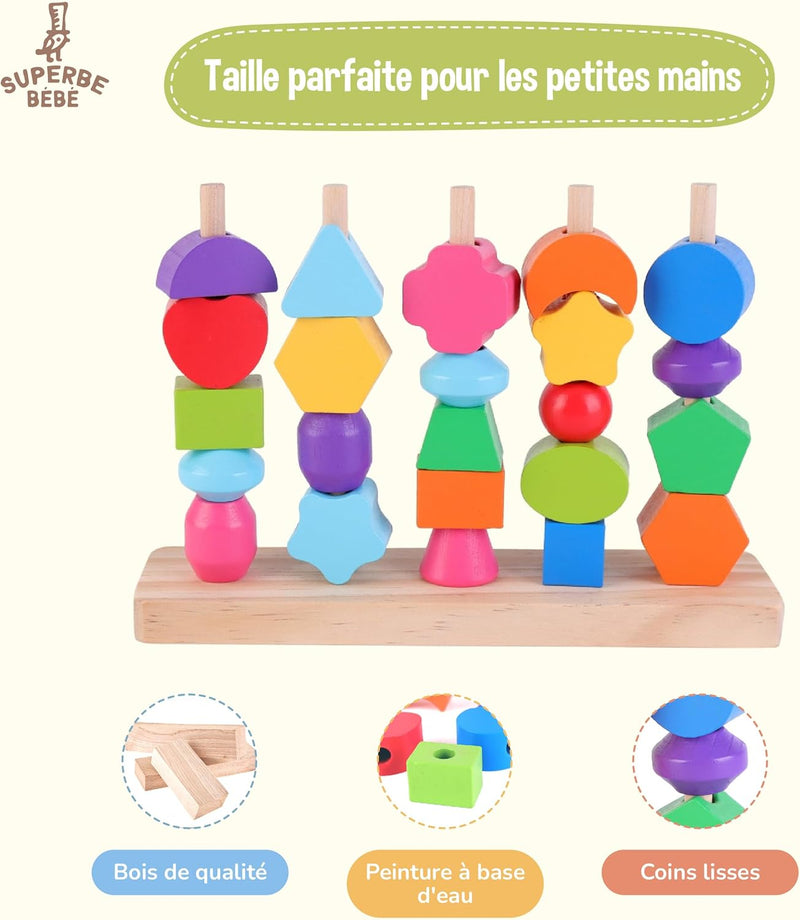 Jouet Montessori En Bois À Empiler Et Tri Pour Bébé Et Enfant 3 Ans - Jouets D'Activité Et De Développement - Jeux Bebe Éducatifs Pour Tout-Petits - Cadeau D'Anniversaire Et Naissance Fille Garçon