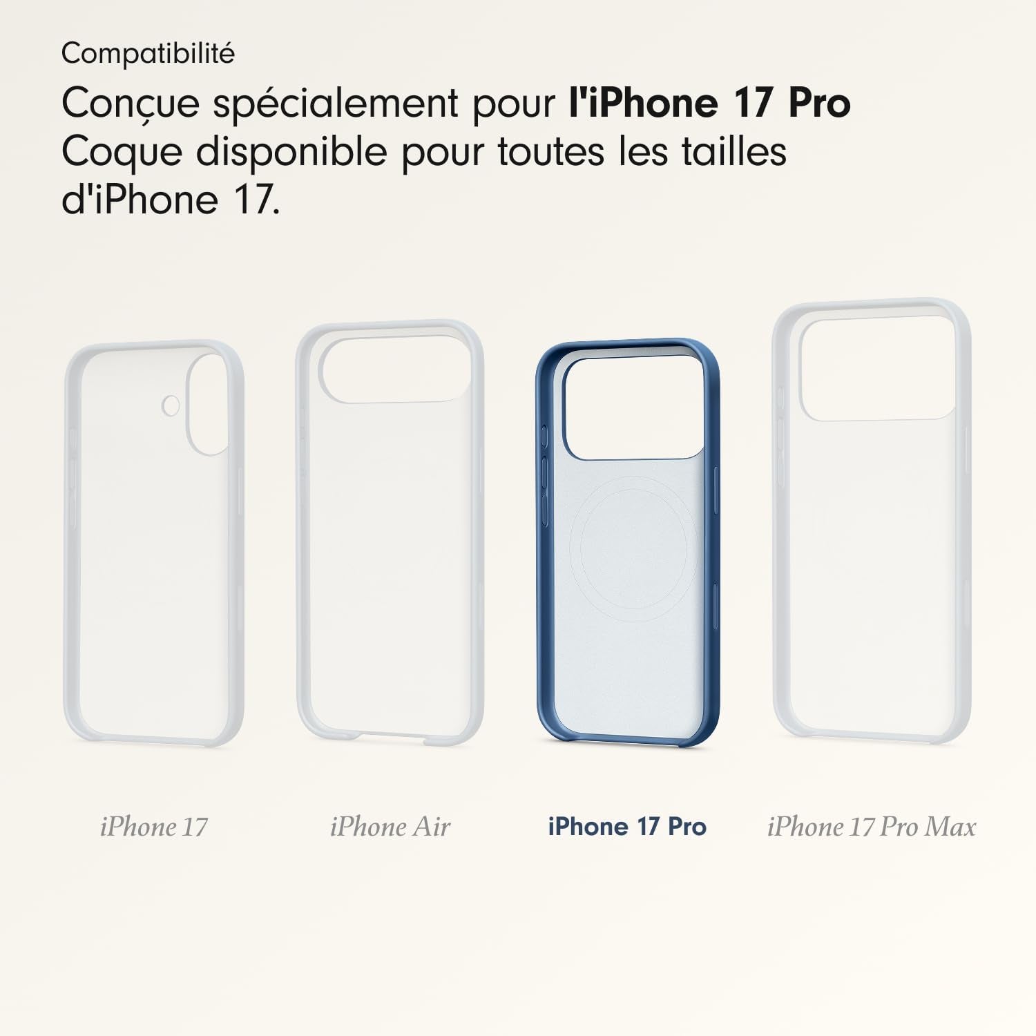 Coque Pour Iphone 17 Pro Équipée Magsafe Avec Commande De L'Appareil Photo, Fini Mat, Doublure En Tissu Microfibre - Bleu Basalte