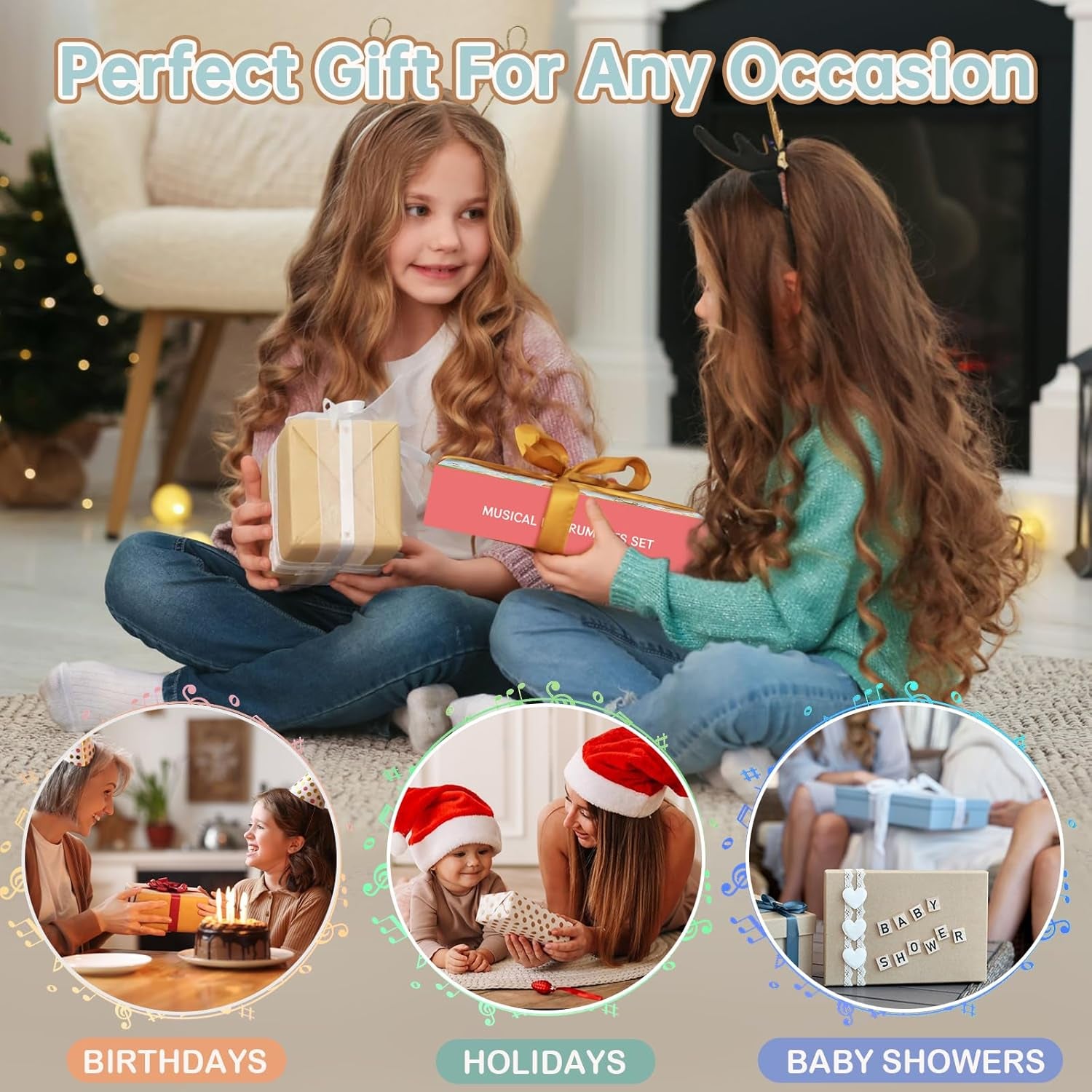 Instruments De Musique Esthétiques Pour Enfants, Jouets Musicaux Pour Tout-Petits Aux Couleurs Neutres, Instruments À Percussion En Bois, Jouets Montessori Xylophone Boho, Cadeaux De Bébé Neutres