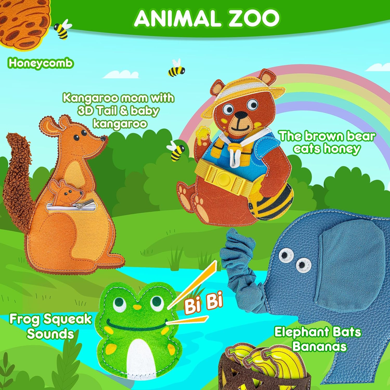 Busy Board Book Pour Enfant De 12-18+ Mois – 3D Animal Quiet Livre Jeux Montessori De Voyage En Avion Et En Voiture - 1 2 3 an Bébé Garçons Filles Cadeaux D'Anniversaire