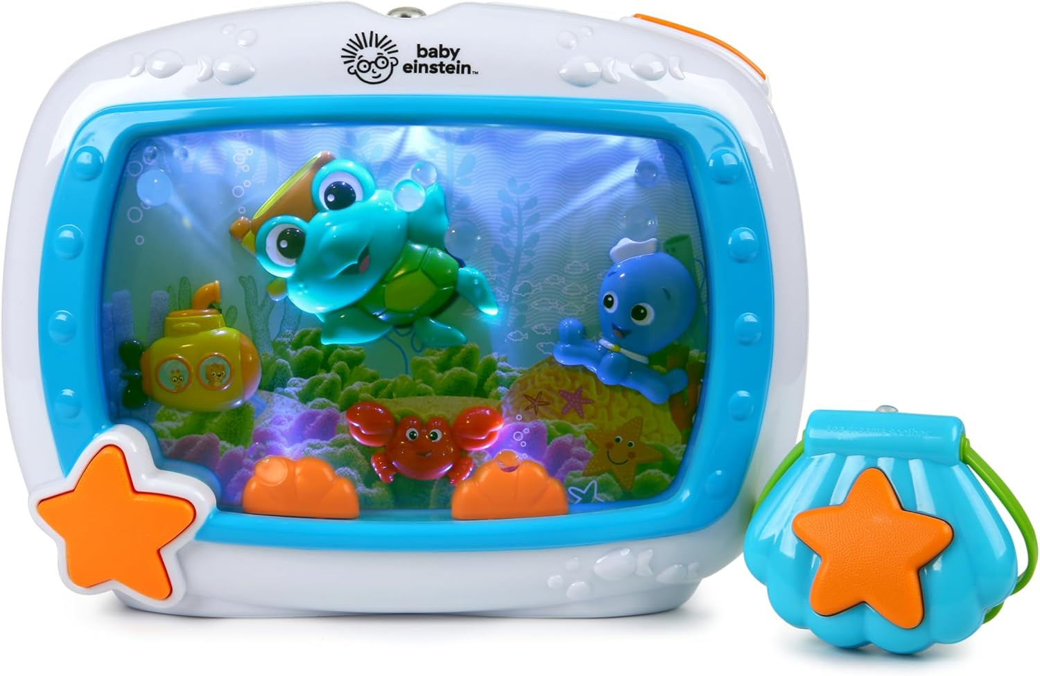 Sea Dreams Soother, Veilleuse Bébé Musicale Et Lumineuse Avec Bruit Blanc – Aquarium Bébé Veilleuse Enfant Apaisante, Lumières Douces, Sons Océan, Télécommande, 0+ Mois