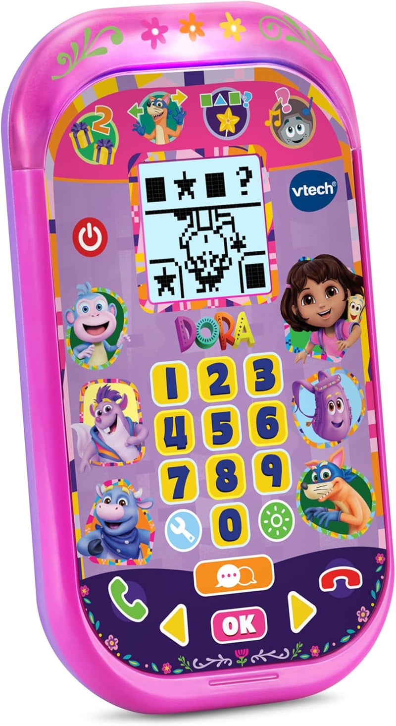 - Dora L’Exploratrice Le Smartphone Éducatif - Téléphone Enfant Bilingue Avec Écran Rétroéclairé, 4 Jeux - Jouet Interactif Dora - Cadeau Enfant De 3 Ans À 7 Ans - Contenu En Français Et Anglais