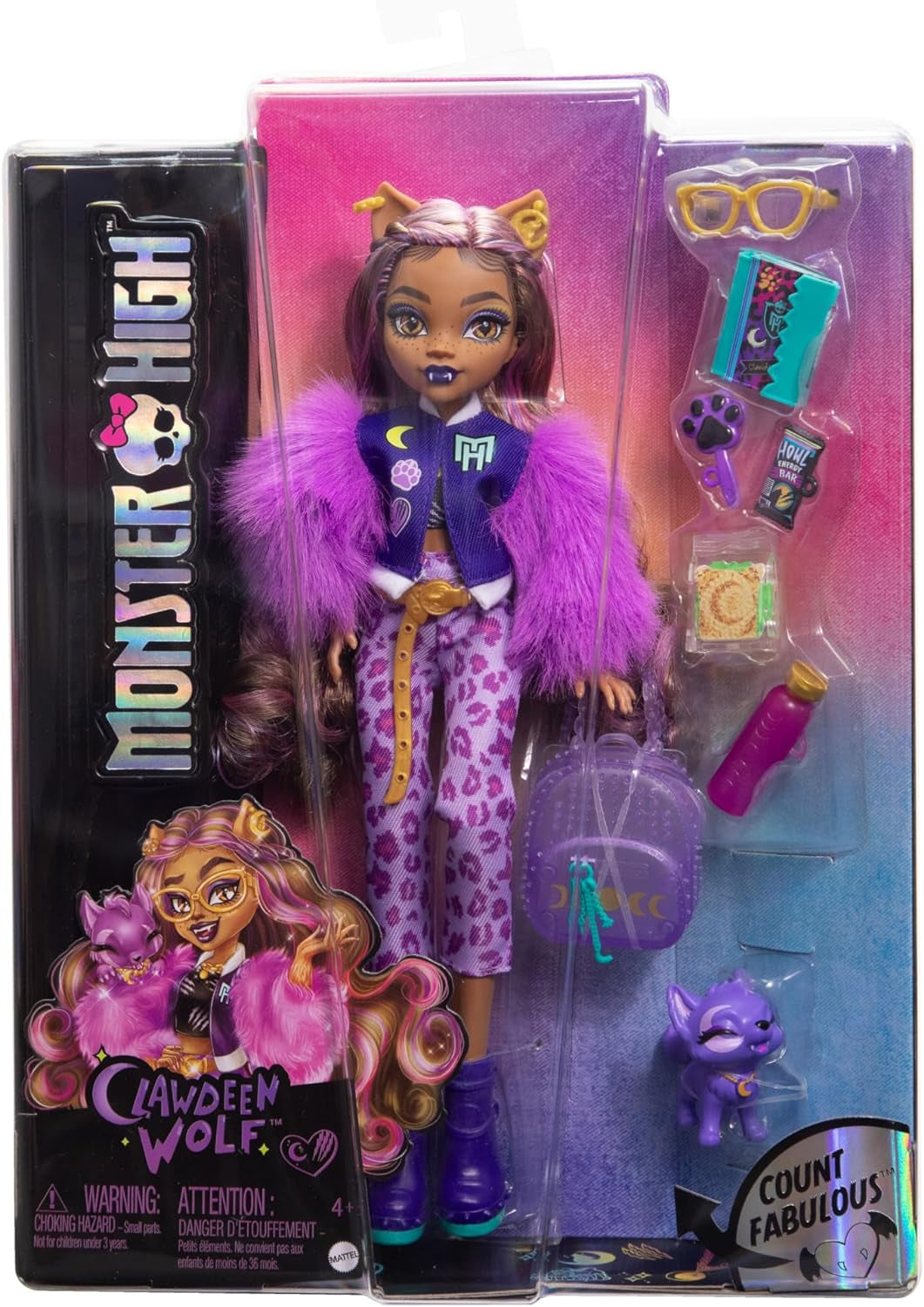 Poupée Articulée Loup-Garou Clawdeen Wolf En Tenue Tendance, Avec Chien Crescent, Accessoires Inclus, Jouet Enfant, a Partir De 4 Ans, HRP65