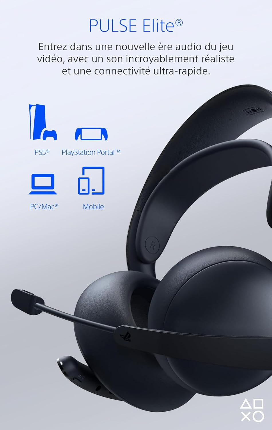 Sony, Casque-Micro Sans Fil Pulse Elite 5, PC Et Mac, Réduction De Bruit, 30H D’Autonomie, Couleur : Noire