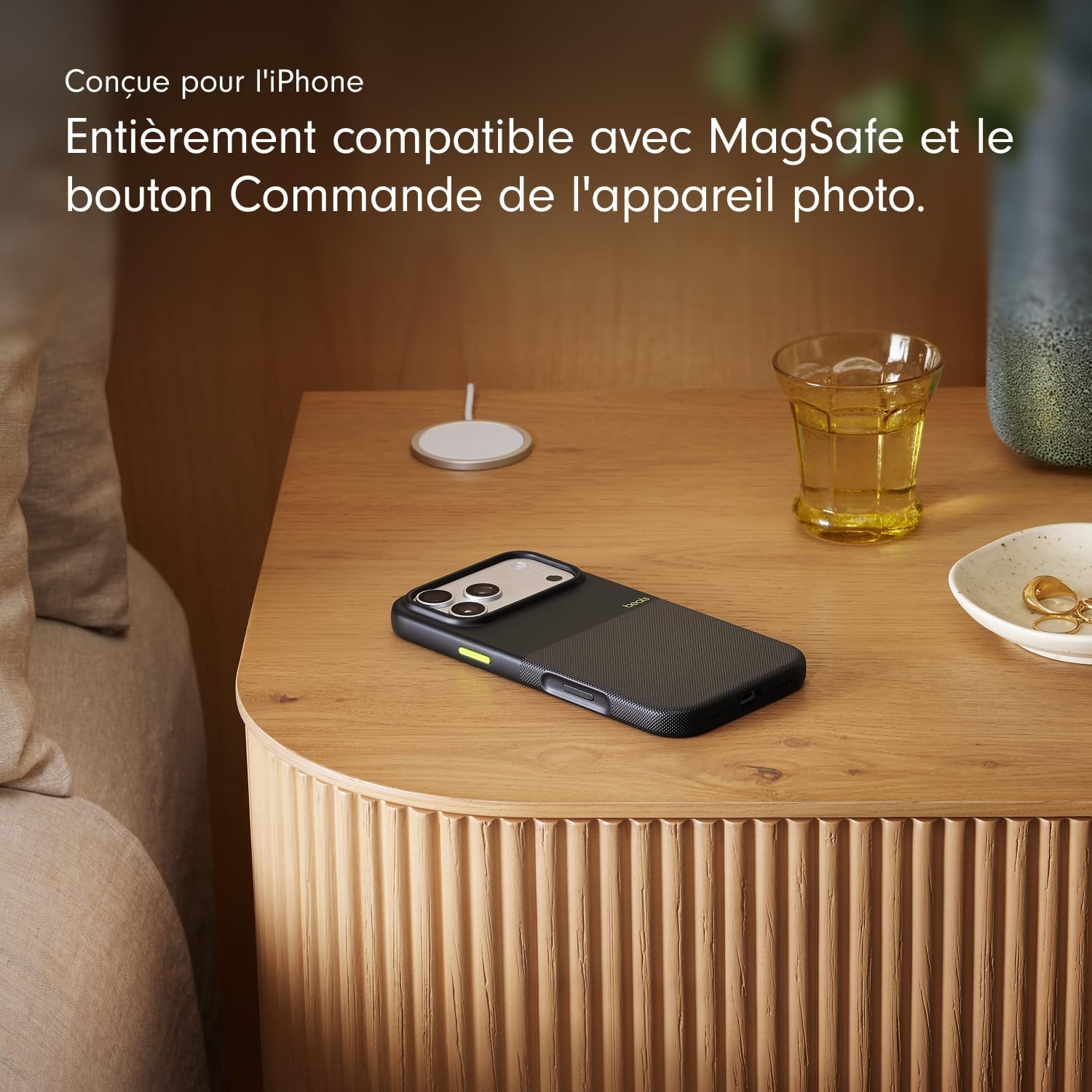 Coque Haute Résistance Pour Iphone 17 Pro Max Équipée Magsafe Avec Commande De L'Appareil Photo, Protection Contre Les Chutes Et Les Rayures, Fini Mat Texturé - Noir Everest