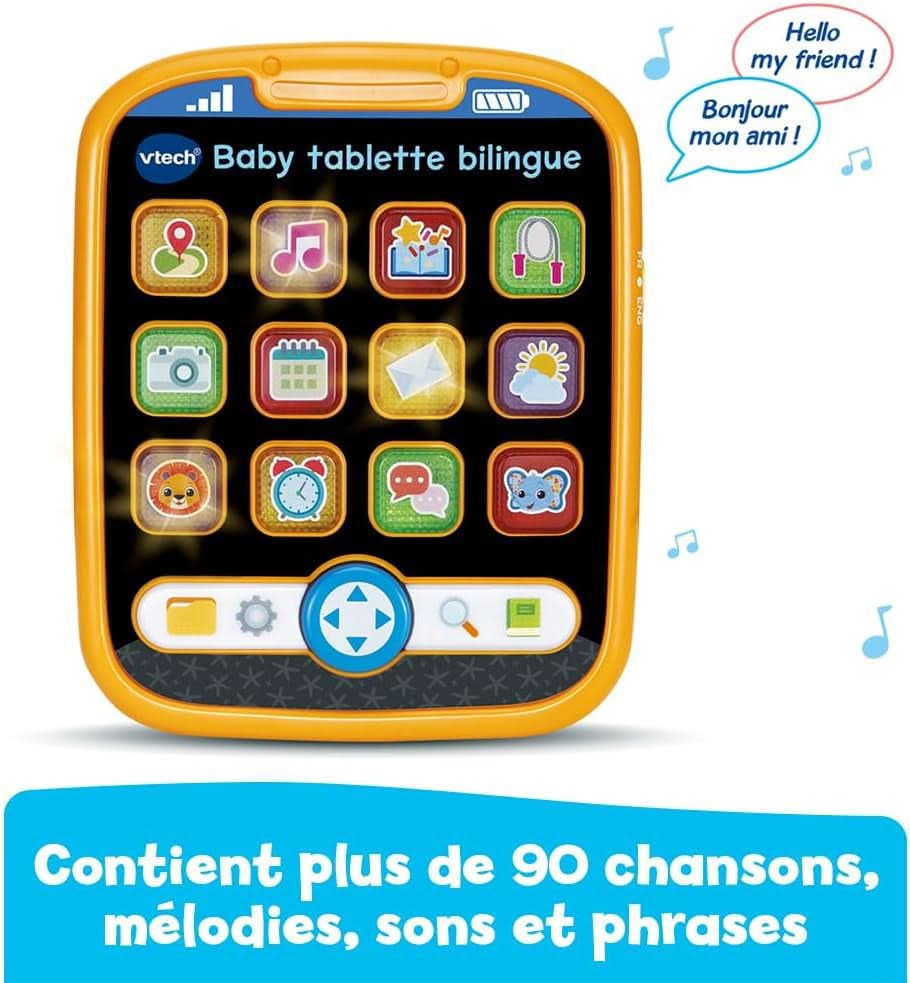 - Baby Tablette Bilingue, Tablette Interactive Bébé Avec 12 Activités Éducatives, Effets Lumineux, Jouet D'Éveil Et De Motricité Fine, Cadeau Bébé Dès 9 Mois - Contenu En Français Et Anglais