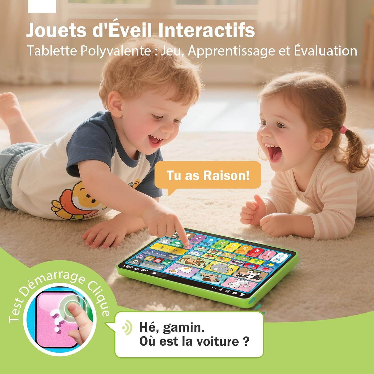 Jouet Bebe 1 an Musique Tablette Éducative Enfants Et 39 Touches Interactives, Ordinateur Enfant Tablette D'Apprentissage Jeux D Eveil Bebe Jouet Enfant 1 an Cadeau Bebe 1 2 3 Ans