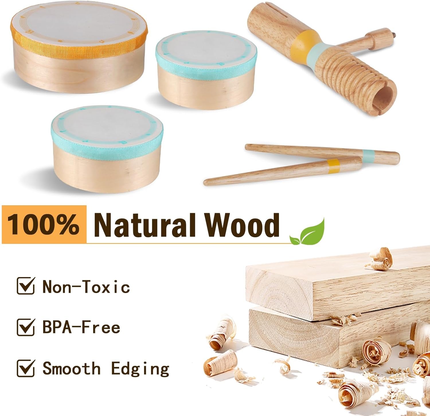 Jeux De Tambours Pour Tout-Petits Pour Garçons Et Filles De 1 An, Tambour Bébé Avec Xylophone Pour Tout-Petits De 1 À 3 Ans, Instruments De Musique, Jouets Montessori En Bois Pour Enfants, Cadeaux De