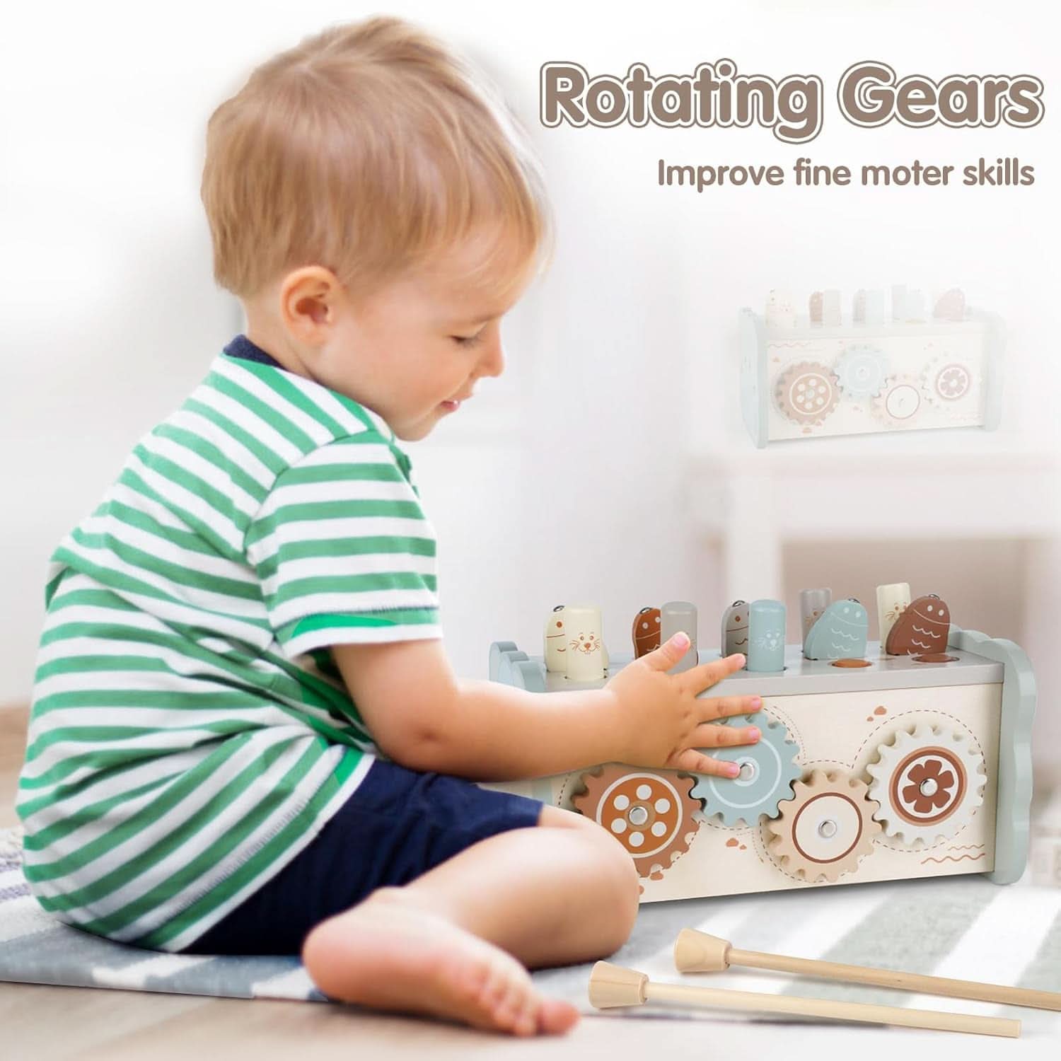 Jouet Bebe 1 An, Jouet Montessori Xylophone Bebe, Jouet En Bois Jeux Enfants Cadeau Garcon Fille 1 2 3 4 Ans