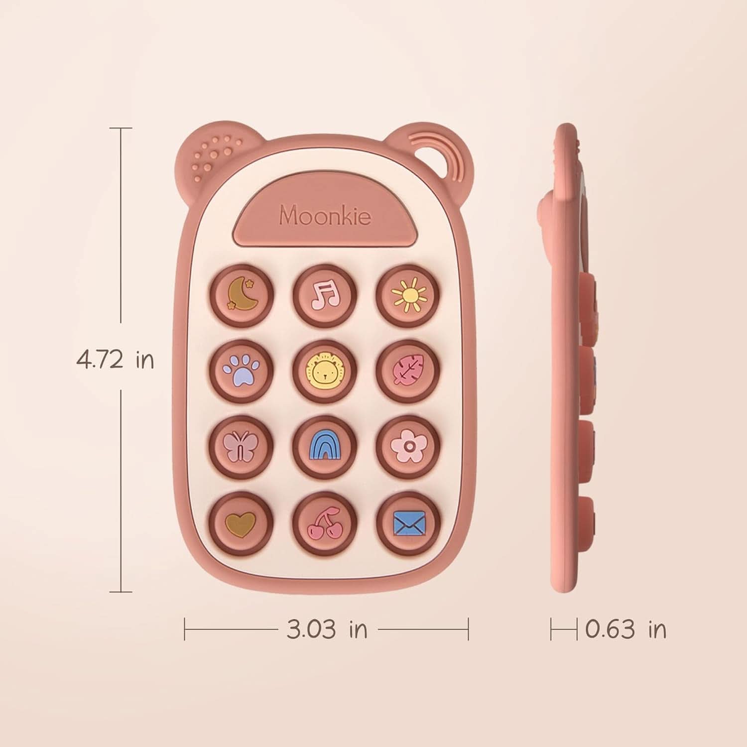 Jouet Dentition Bébé, Téléphone Silicone Pour Enfant, Pop It Jouets, Anneau Dentition Bebe, Sans BPA, Jeux Eveil, Jouet Bebe 3 Mois+, Cadeau Naissance Garcon & Fille(Blush)