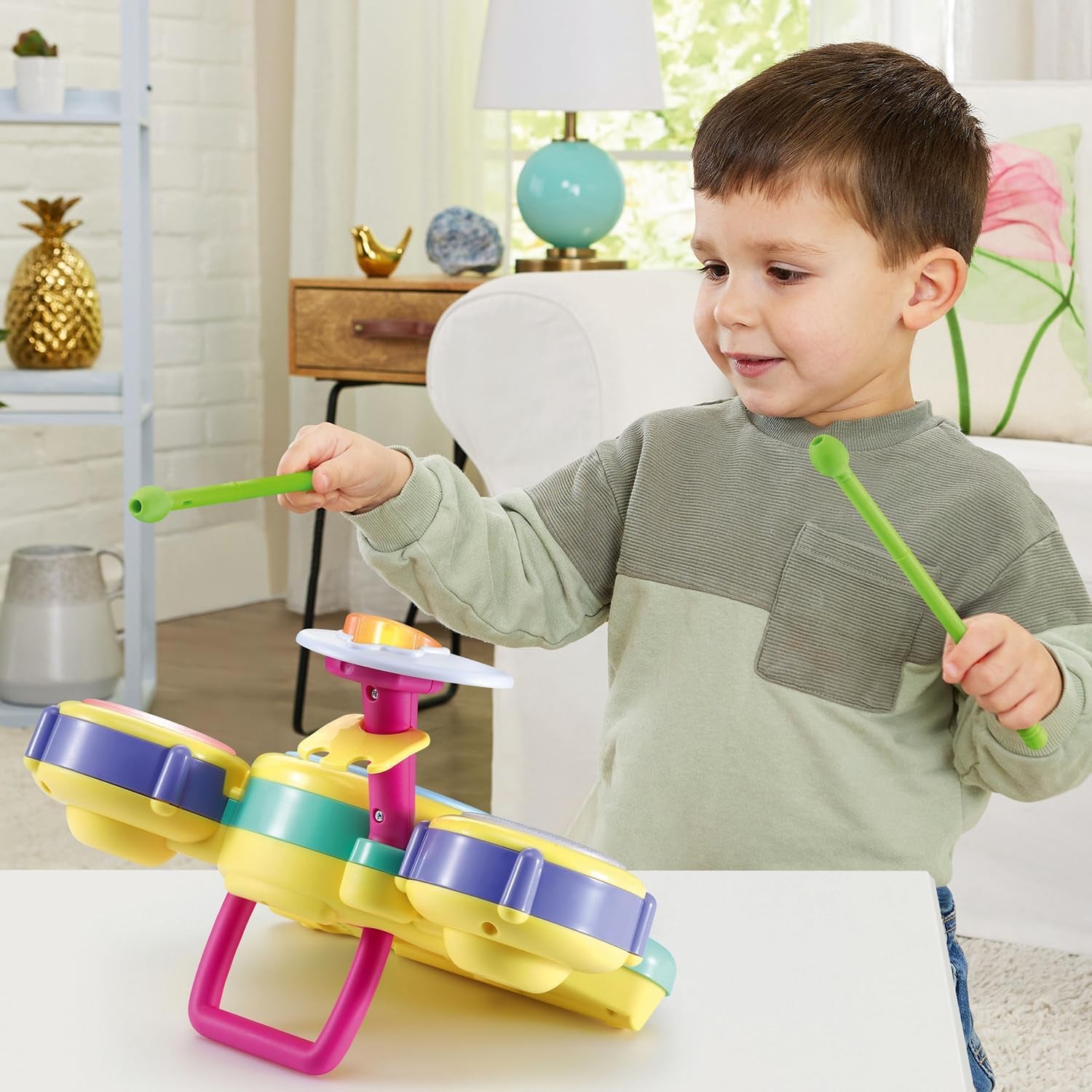 - Bluey La Batterie Interactive - Batterie Instrument De Musique Enfant Avec Pads Lumineux Et Baguettes - Jouet Musical Bluey Et Bingo - Cadeau Enfant De 3 Ans À 7 Ans - Contenu En Français