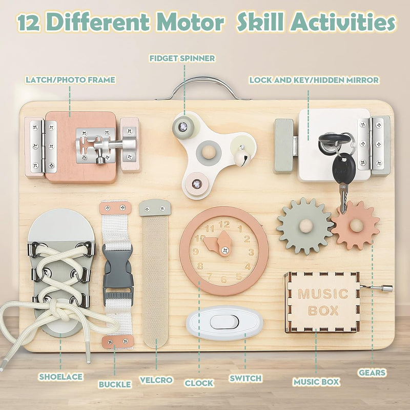 Busy Board Montessori - Planche Activité Montessori Tableau Activité Sensoriel Parcours Motricité Bébé Jeux Educatif Jouet Enfant Pour Garcon Fille