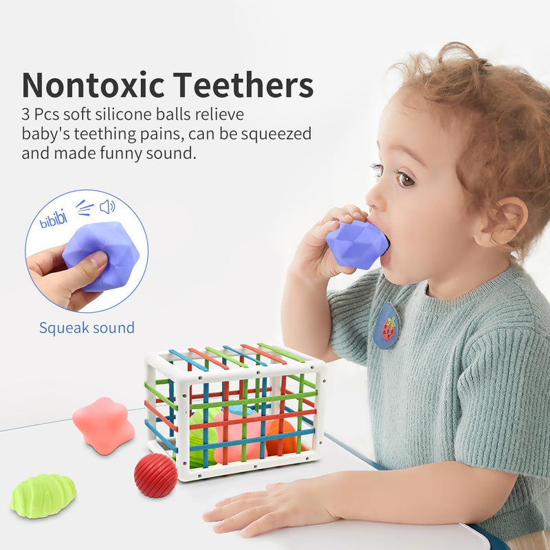 Jouet Bebe 1 2 Ans, Montessori Sensoriel Jeux Pour Bébé 12 18 Mois, Trieur De Formes Avec Boules Texturées Balles Sensorielles Cube D'Activité De Développement Jouet Enfant Fille Garcon Cadeau