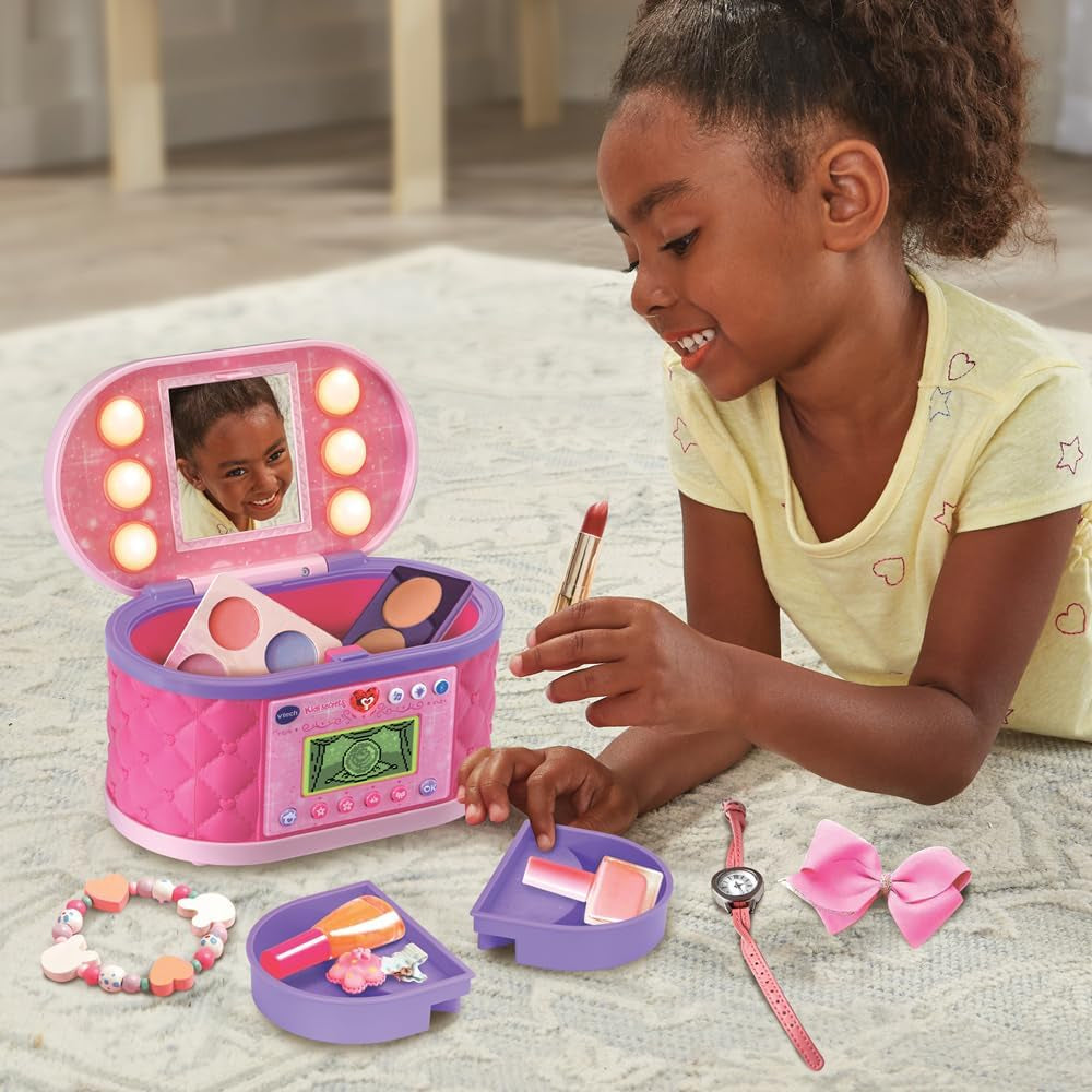 - Kidisecrets Ma Mallette Beauté Magique Rose - Boîte Secrète Avec Code, Miroir LED, Bluetooth, Jeux - Vanity Maquillage, Boîte À Bijoux Musicale - Cadeau Enfant Dès 5 Ans - Contenu En Français