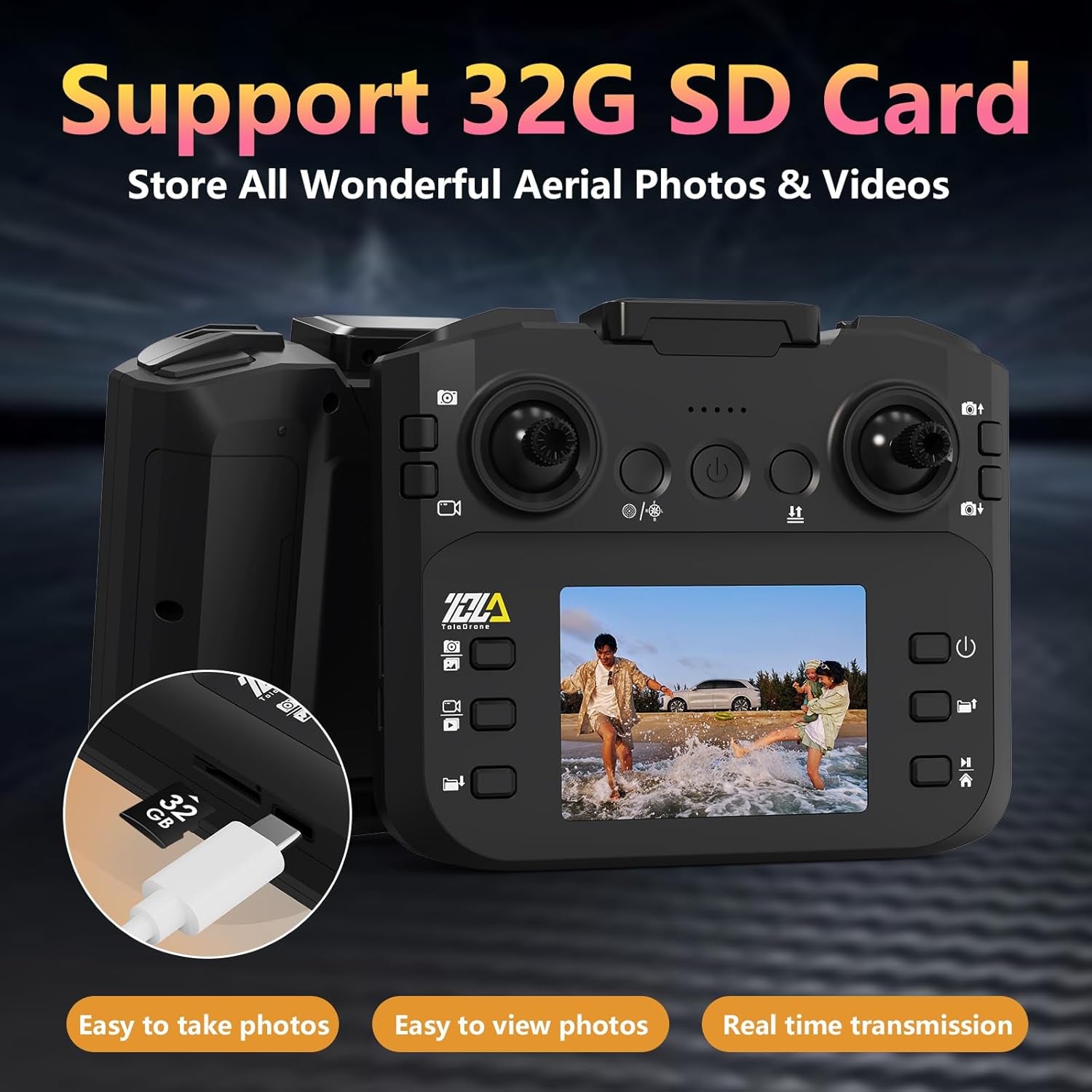 TD12LCD Drone Avec Caméra, Transmission Par Écran LCD, Moteur Sans Balais, Positionnement Par Flux Optique, Quadricoptère RC Pliable Pour Débutants Adultes, Moins De 249G