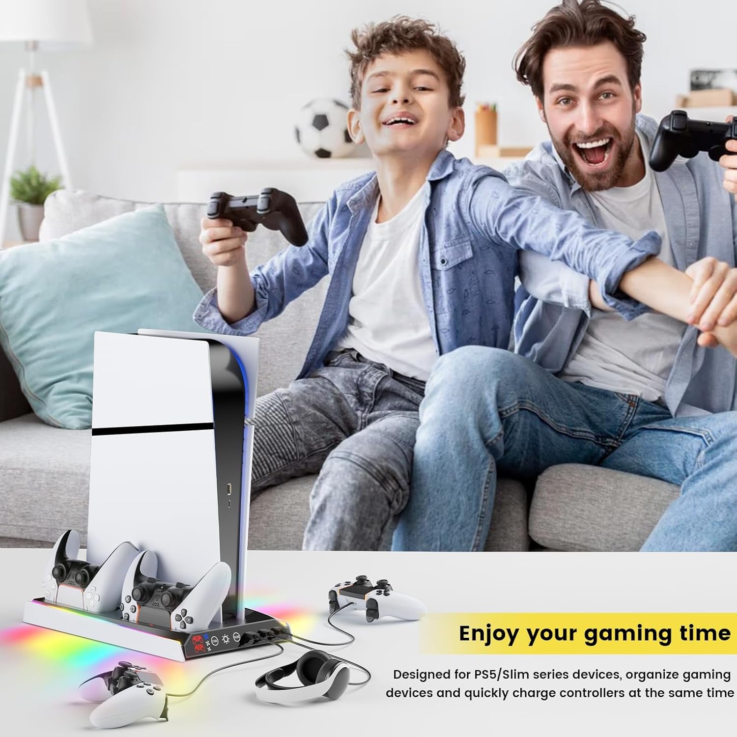 Support Ps5/Slim/Pro Avec Ventilateur De Refroidissement Réglable, Support De Chargeur De Refroidissement Vertical PS5 Pour Ps5/Slim/Pro, Station De Refroidissement Façades, Protections