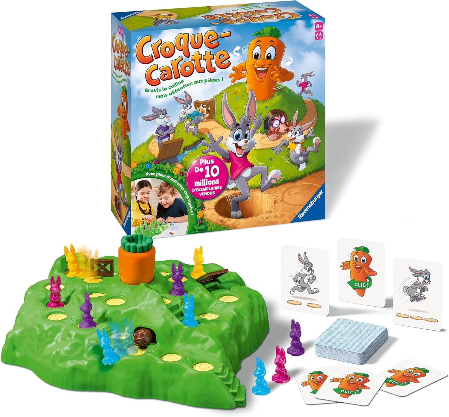 - Croque Carotte - Jeu De Société Rigolo - Jeu Pour Famille Avec Enfants - Course De Lapins Amusante - 2 À 4 Joueurs Dès 4 Ans - 22223 - Version Française