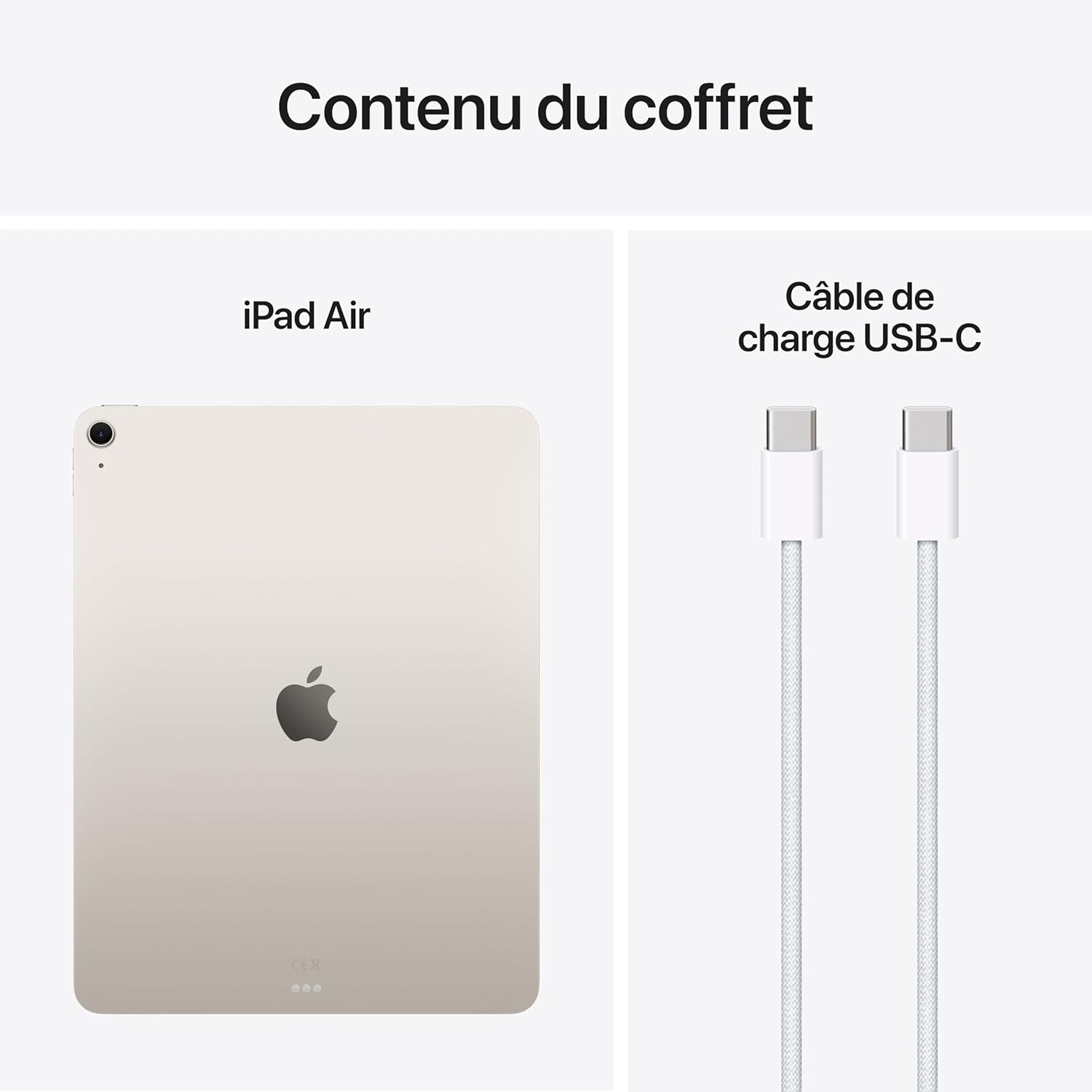 Ipad Air 13 Pouces Avec Puce M3 :  Intelligence, Écran Liquid Retina, 128 Go, Caméras Avant/Arrière 12 Mpx, Wi-Fi 6E, Touch ID, Autonomie D’Une Journée – Lumière Stellaire