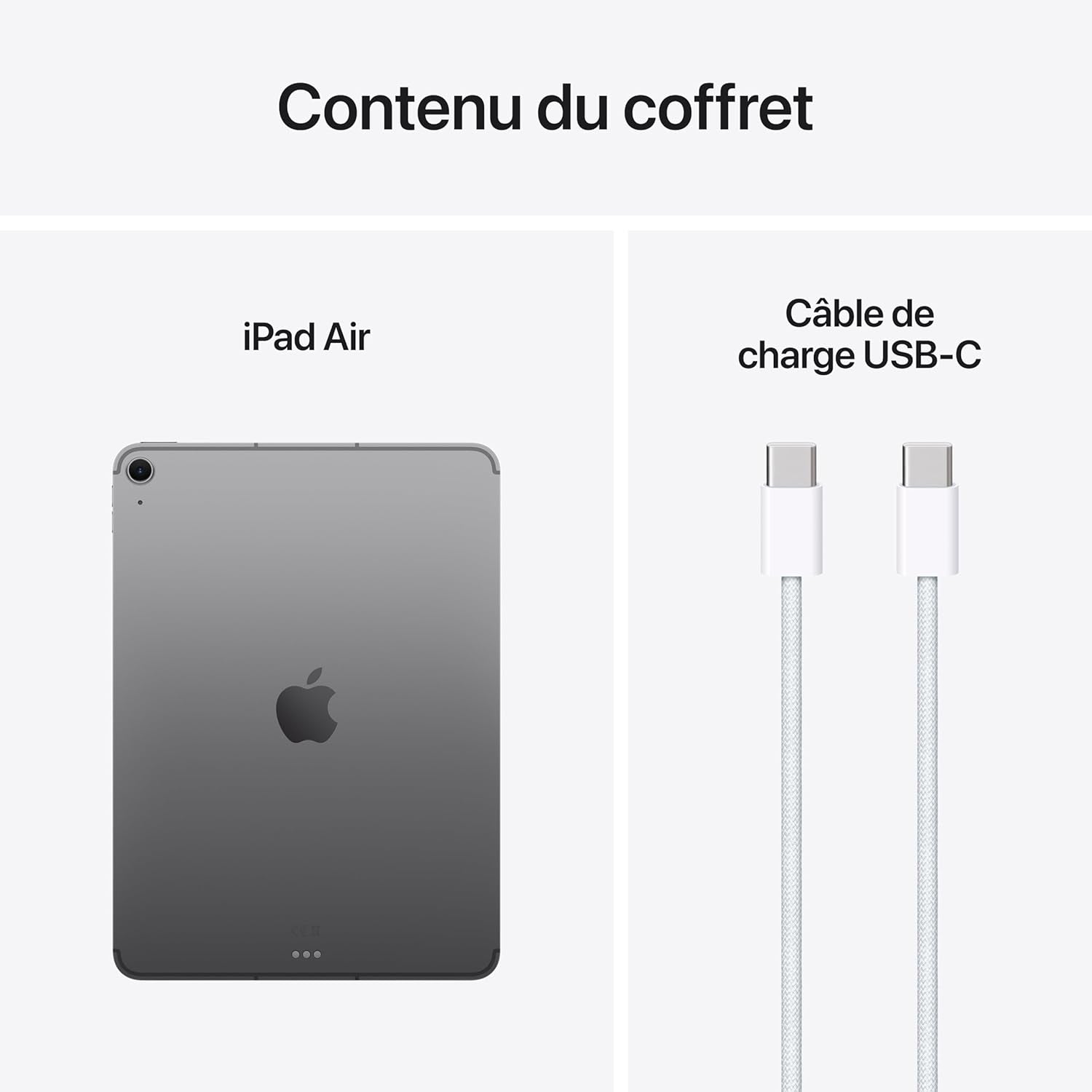 Ipad Air 11 Pouces Avec Puce M3 :  Intelligence, Écran Liquid Retina, 256 Go, Caméras Avant/Arrière 12 Mpx, Wi-Fi 6E Et Connectivité Cellulaire 5G, Touch ID – Gris Sidéral