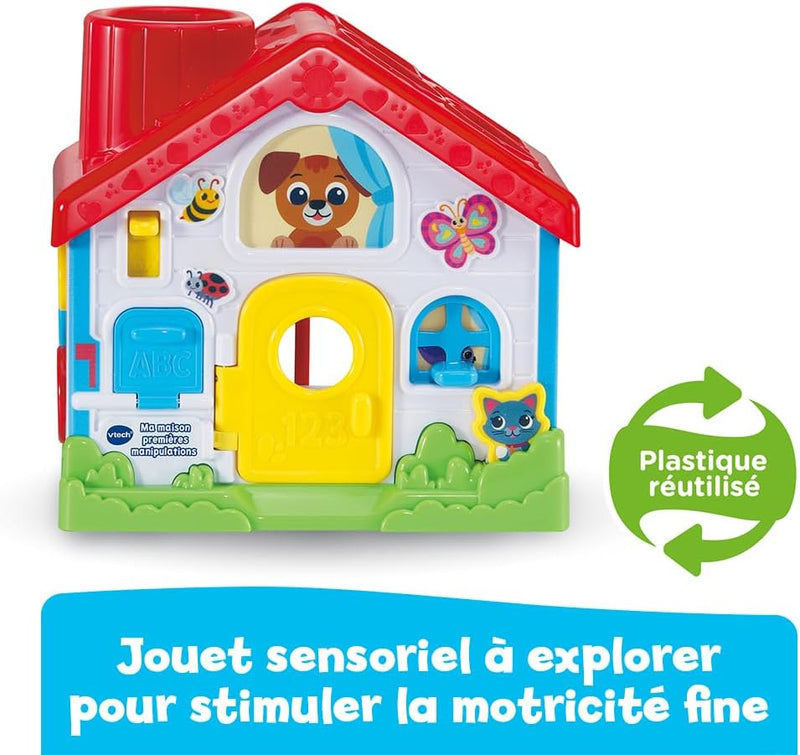 - Ma Maison Premières Manipulations, Jouet Sensoriel Fabriqué Avec Des Matériaux plus Durables, Trieur De Formes, Jeux D'Éveil Et De Motricité Fine, Cadeau Bébé Dès 9 Mois - Contenu En Français