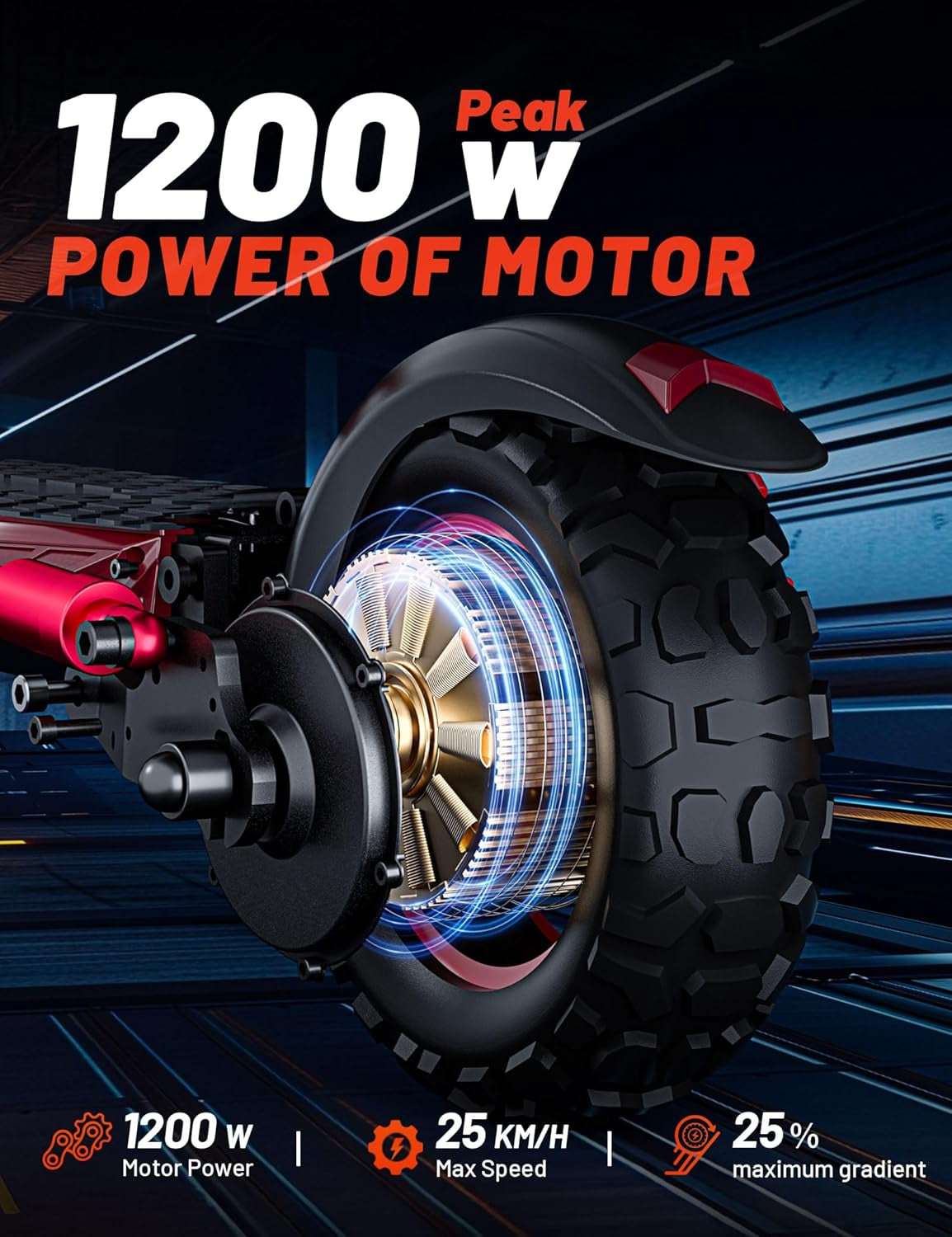 J11 Max Trottinette Électrique Adulte, 1200W Moteur & Batterie 48V 18Ah Jusqu’À 55 Km D’Autonomie, 11