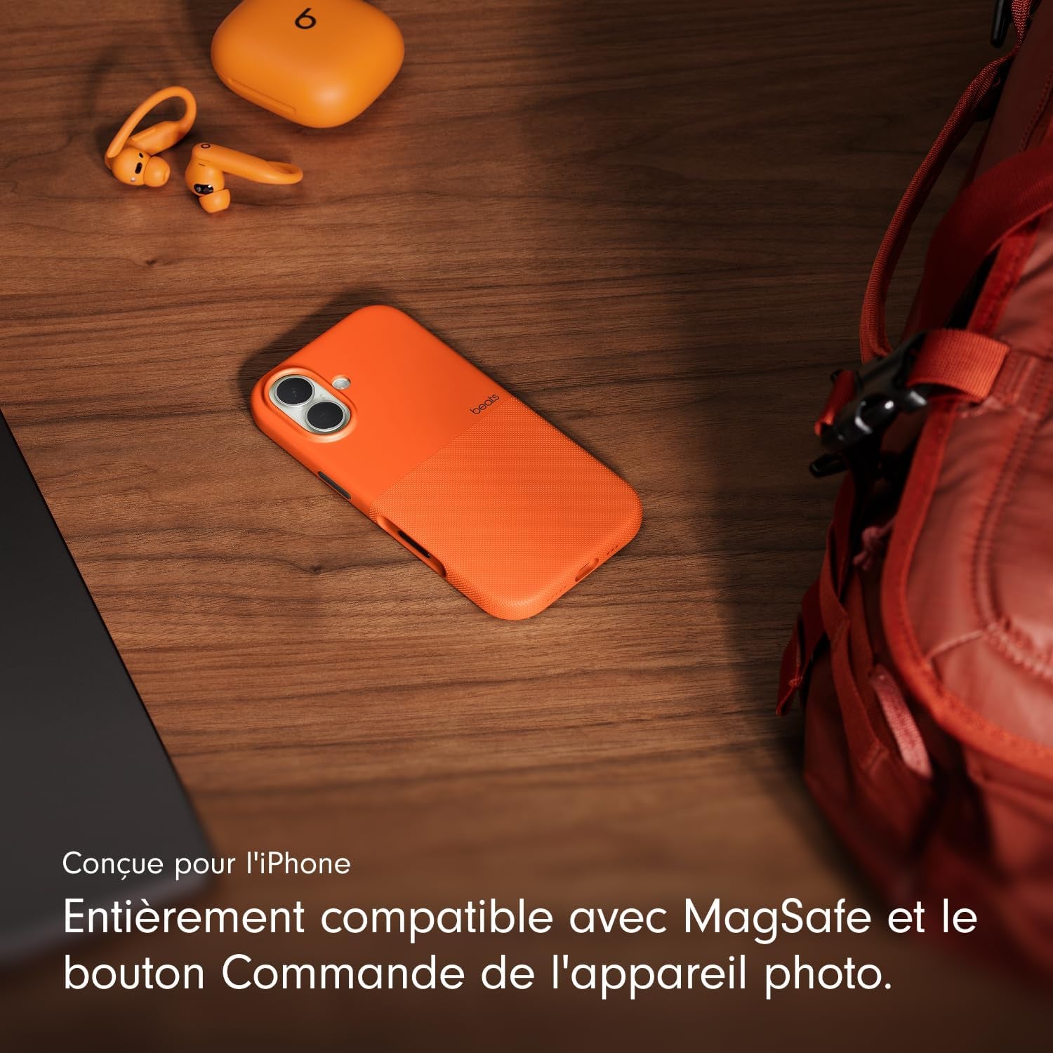 Coque Haute Résistance Pour Iphone 17 Équipée Magsafe Avec Commande De L'Appareil Photo, Protection Contre Les Chutes Et Les Rayures, Fini Mat Texturé - Orange Sierra