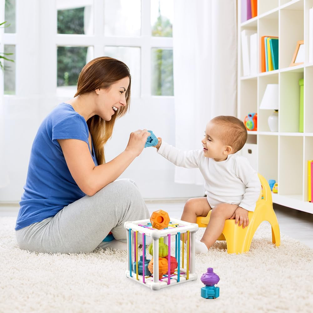 Jouet Bebe 1 2 Ans, Montessori Sensoriel Jeux Pour Bébé 6 9 12 18 Mois, Jouets Sensoriel, Enfants Jouets Forme De Cube, Montessori Jeux Bébé Eveil, Cadeau Educatif Pour Enfants 1 2 Ans