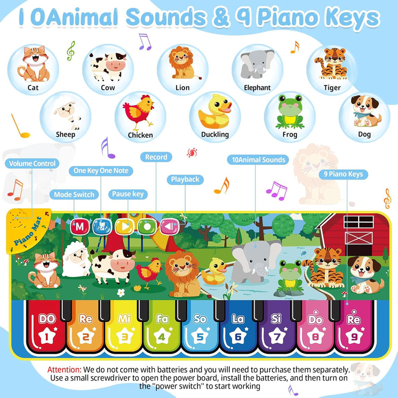 Tapis De Danse, Tapis Musical Bébé, Piano Enfant,Jouet D'Initiation Musical Pour Enfants, Jeu De Piano Simulé, D'Anniversaire Pour Les Enfants