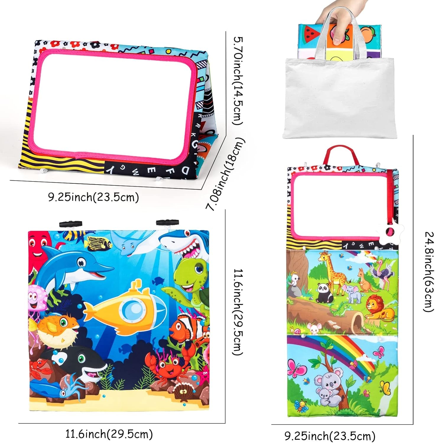 Auney Jouet Bebe 0 À 3 À 6 À 9 Mois, Miroir Jouets Sensoriels À Contraste Élevé Pour Bébés Avec Livre En Tissu Froissé Et Anneau, Jeux Montessori Bebe 0-6 Mois À 1 an À 18 Mois