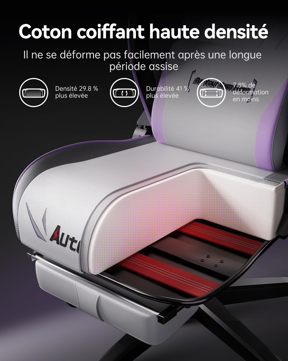 C3 Pro Chaise Gaming Chaise Gaming En Cuir Résistant Avec Siège Épais, Accoudoirs 3D Et Inclinaison 160° - Confort Ergonomique Pour Sessions Longues (Blanc/Violet)