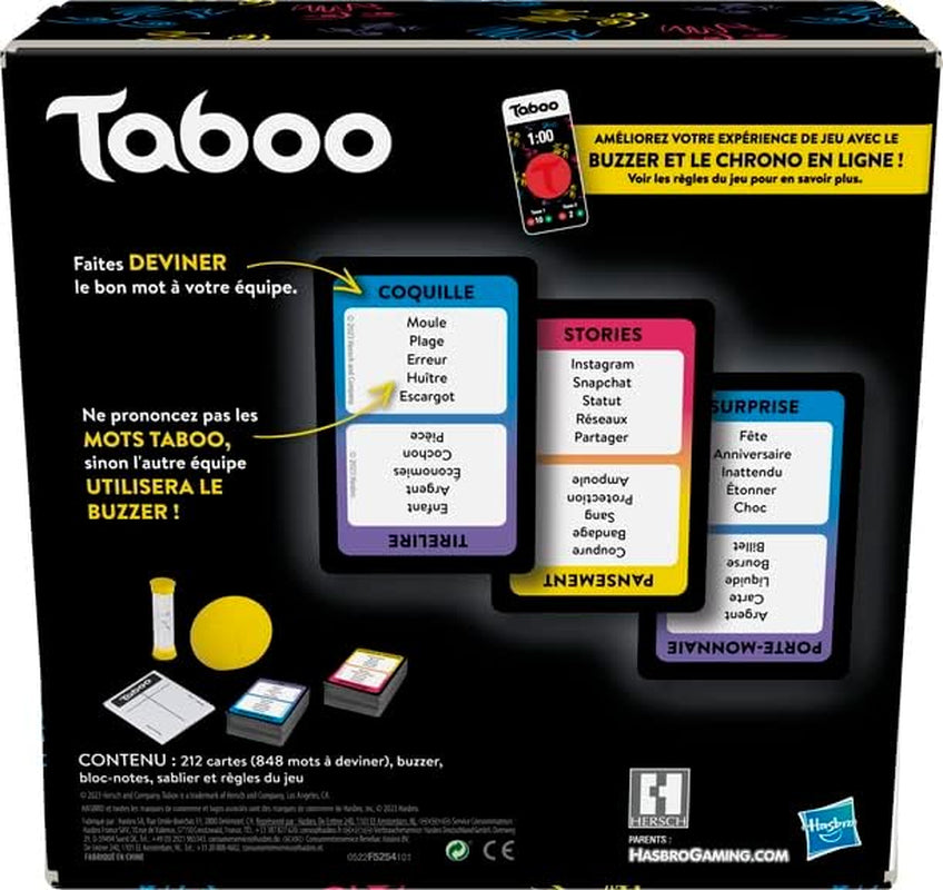 Jeu Taboo Classique, Jeu De Mots À Deviner, Jeu De Groupe Pour Ados Et Adultes, Dès 13 Ans, Jeu De Société Pour 4 Joueurs Et Plus, Pour Les Soirées De Jeux