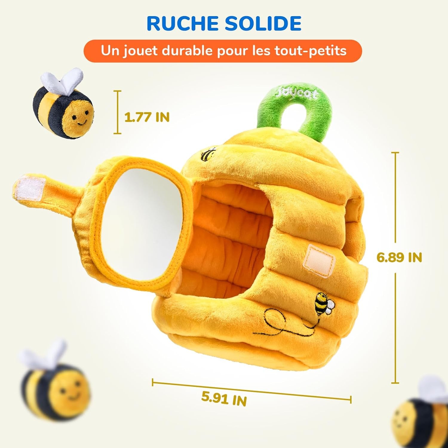 Jouet Bebe 6 Mois, Ruche En Peluche Avec 5 Abeilles, Jeux Montessori Avec Hochets, Miroirs Jouet Sensoriel Bébé, Cadeau Bebe Enfant 3 6 9 Mois Garçon Fille