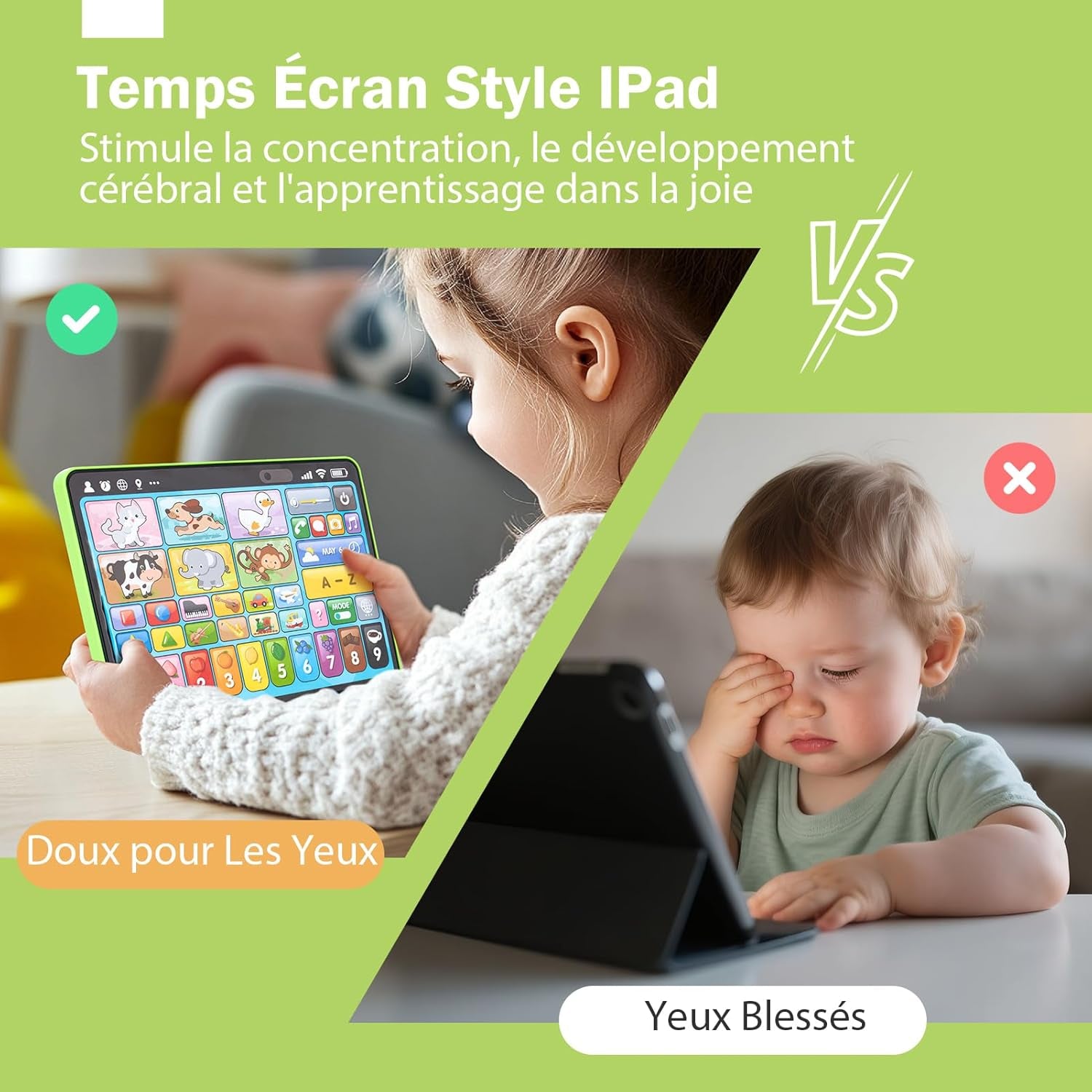 Jouet Bebe 1 an Musique Tablette Éducative Enfants Et 39 Touches Interactives, Ordinateur Enfant Tablette D'Apprentissage Jeux D Eveil Bebe Jouet Enfant 1 an Cadeau Bebe 1 2 3 Ans