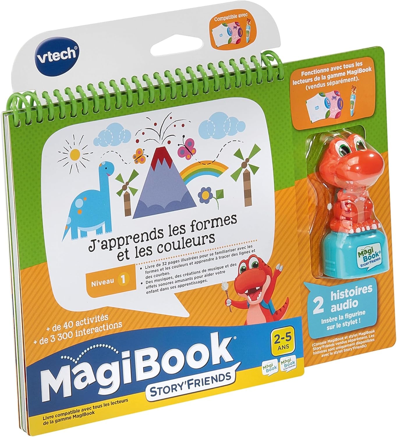 - Magibook Story'Friends J'Apprends Les Formes Et Les Couleurs - Livre Jeu Éducatif Avec Figurine Dinosaure - Niveau Maternelle - Cadeau Enfant De 2 Ans À 5 Ans - Contenu En Français