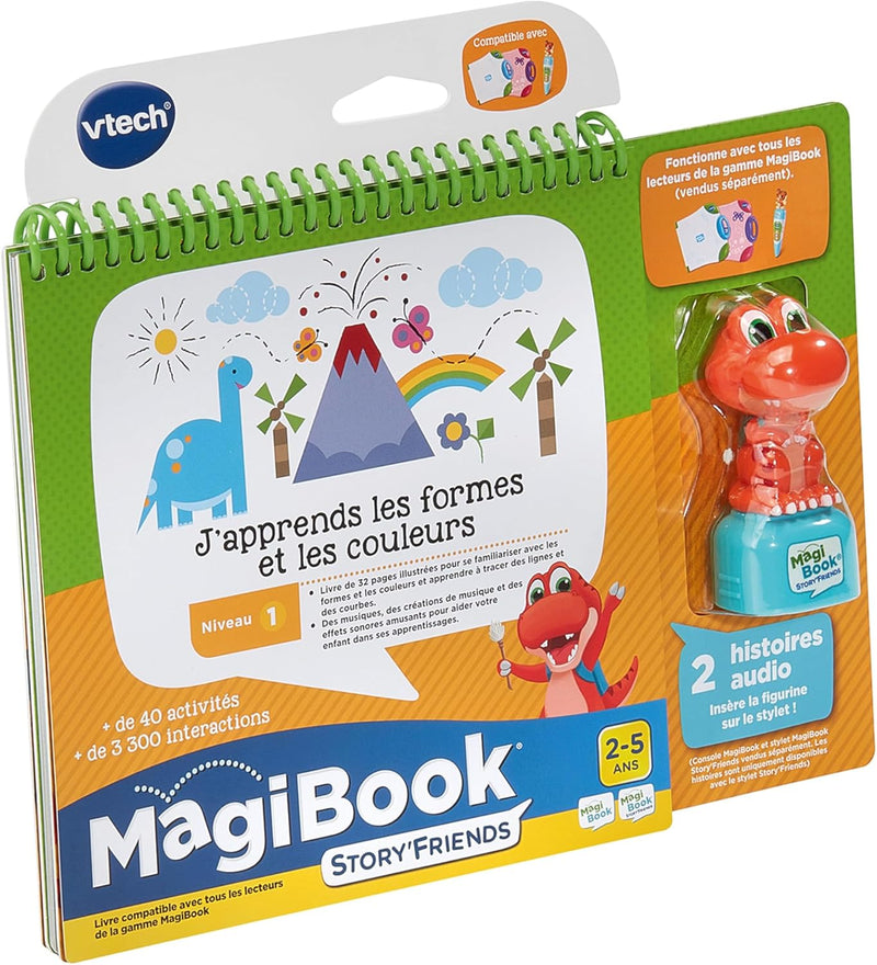 - Magibook Story'Friends J'Apprends Les Formes Et Les Couleurs - Livre Jeu Éducatif Avec Figurine Dinosaure - Niveau Maternelle - Cadeau Enfant De 2 Ans À 5 Ans - Contenu En Français