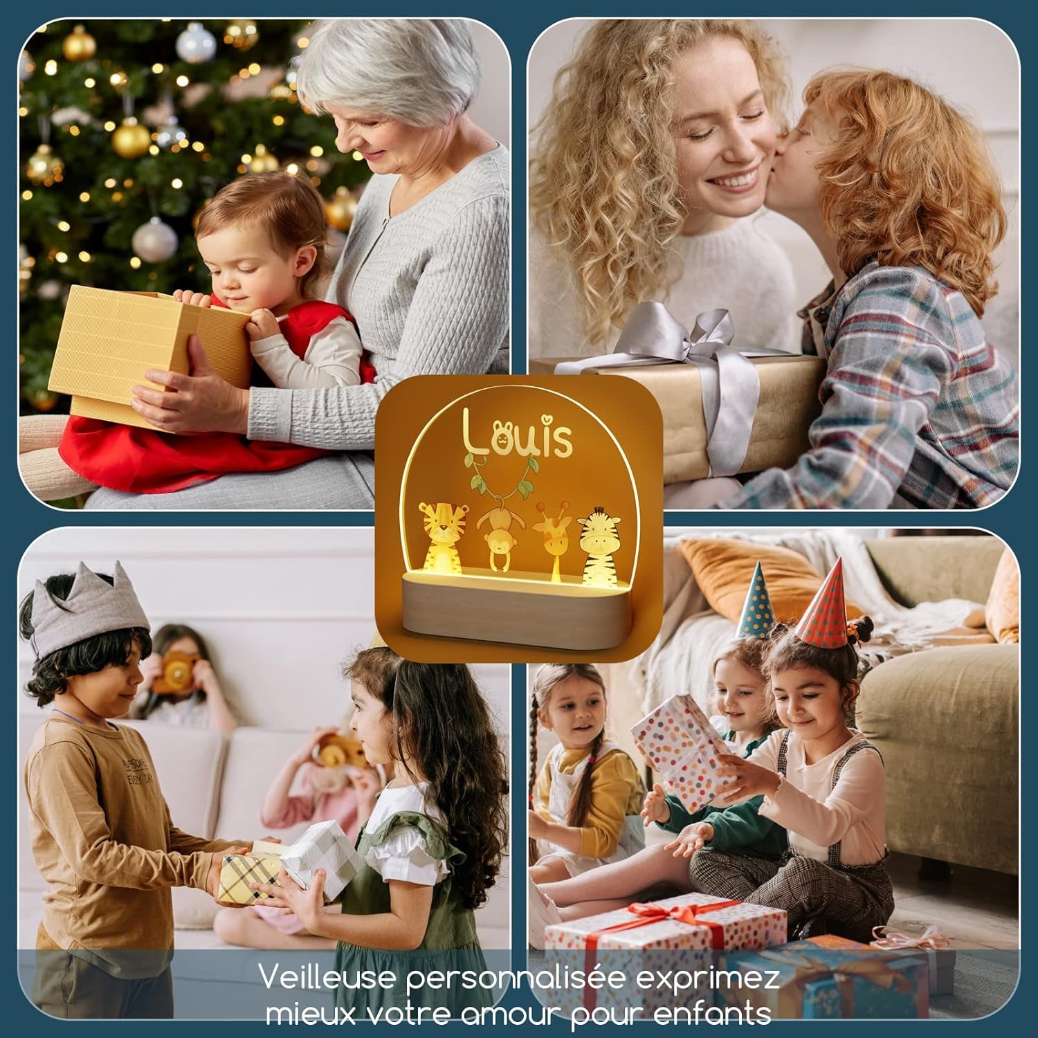 Veilleuse Bébé Personnalisé Avec Prénom Date - Cadeau Naissance Garcon Et Fille Original - Idee Cadeau De Nouveau Né & Bapteme - Cadeaux Bebe Naissance - Deco Chambre Bebe/Enfant - Lampe Bebe