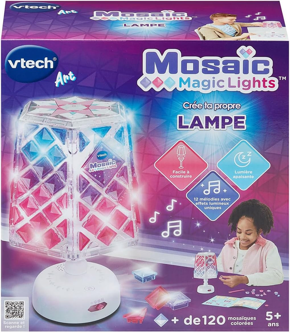 - Mosaïc Magic Lights Lampe - Kit Mosaïque Enfant - Lampe De Chambre Personnalisable Avec Effets Lumineux Et Musique - Jeu Créatif Et DIY - Cadeau Enfant Dès 5 Ans - Contenu En Français