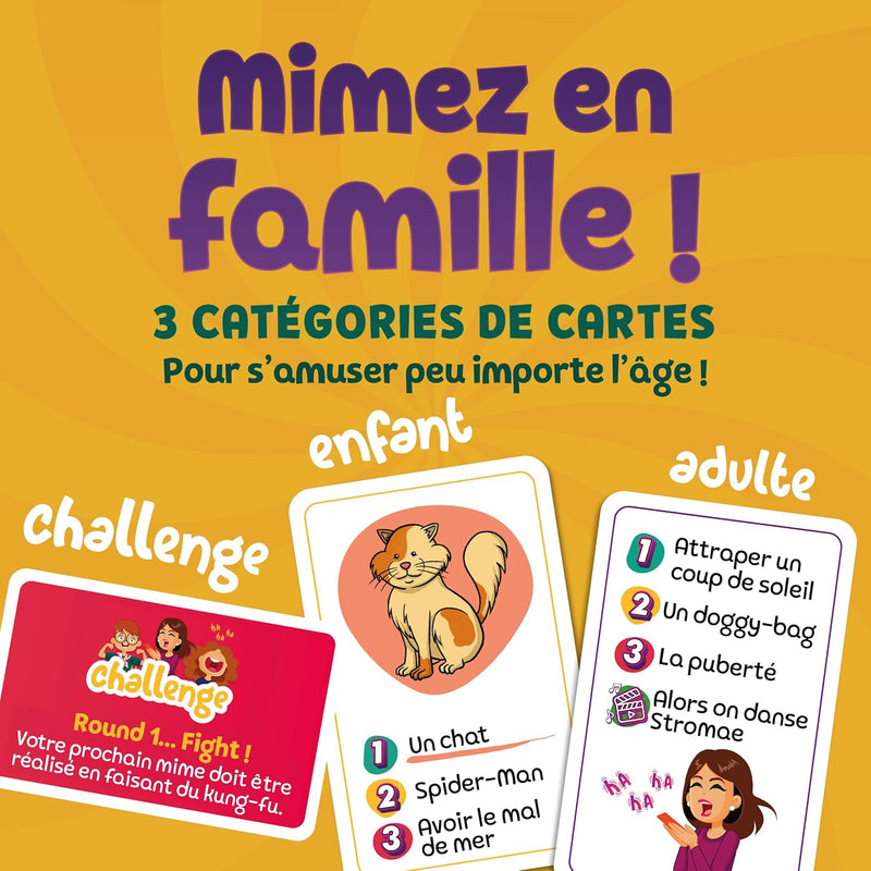 Génération Mimes Jeux De Société Enfant Et Adultes - Jeu D'Ambiance Famille - Jeu De Mimes - Jeu De Cartes Dès 4 Ans