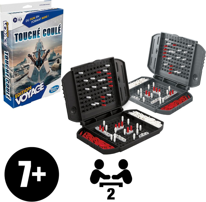 Touché Coulé Édition Voyage, Jeu De Société Portable Pour 2 Joueurs, Jeux De Voyage, Jeux Pour Enfants Dès 7 Ans, Filles Et Garçons