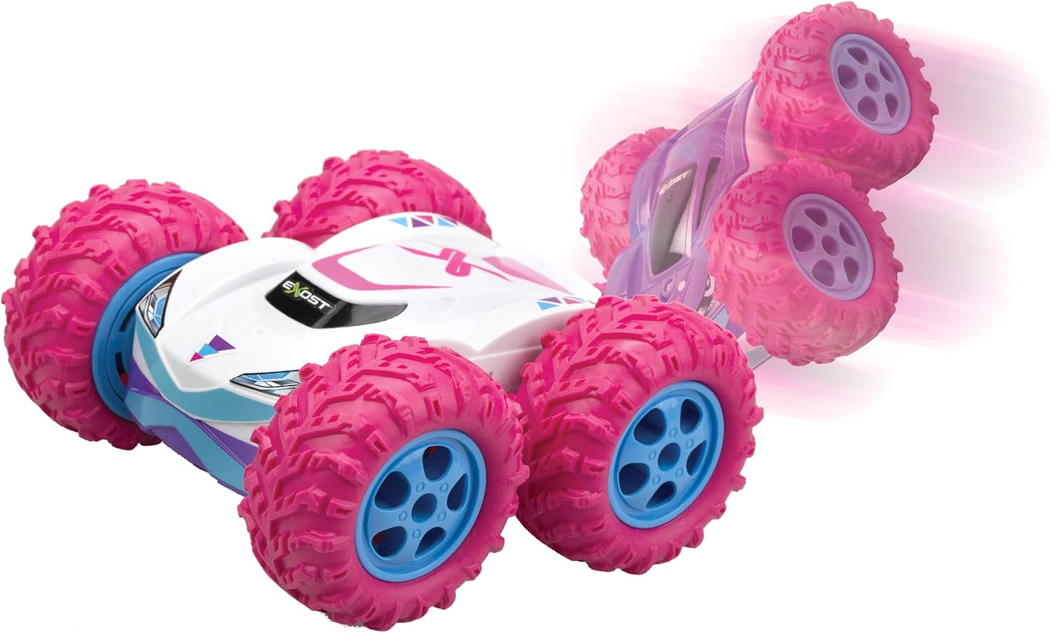 Exost-360 Exost Voiture Télécommandée Tout-Terrain- Cross Emballage Ecologique, Facile À Déballer-Conduite Sur 2 Faces Et Rotation À 360° -Jouet Pour Enfant 5,6,7,8,9,10 Ans, 20260, Rose Et Blanche