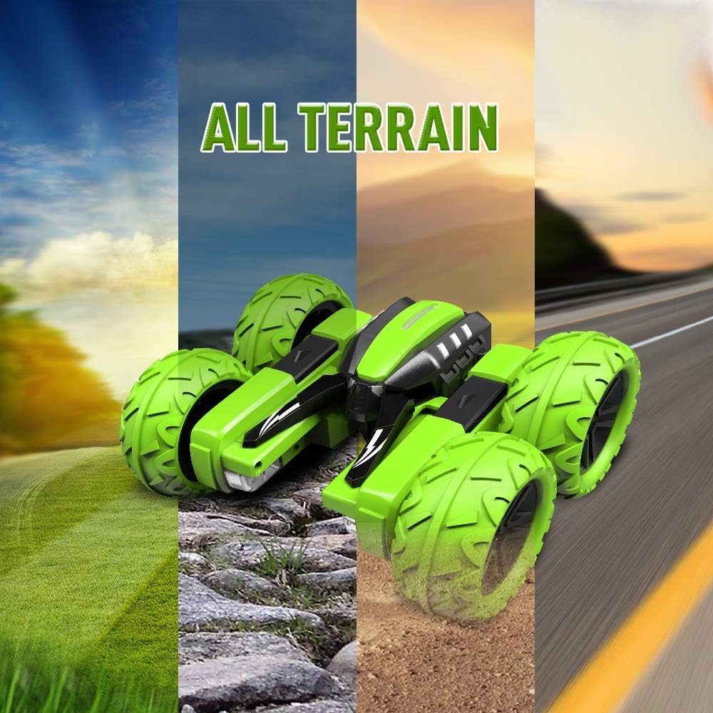 RC Voiture Telecommandé Tout Terrain, 4WD 360°Rotation Stunt Car Offroad RC Véhicule Avec LED, 2.4Ghz Voiture Radiocommandee Crawlers Pour Enfants 6-12 Ans G03080R