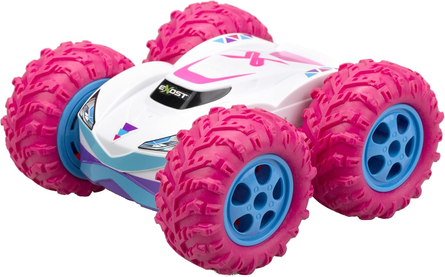 Exost-360 Exost Voiture Télécommandée Tout-Terrain- Cross Emballage Ecologique, Facile À Déballer-Conduite Sur 2 Faces Et Rotation À 360° -Jouet Pour Enfant 5,6,7,8,9,10 Ans, 20260, Rose Et Blanche