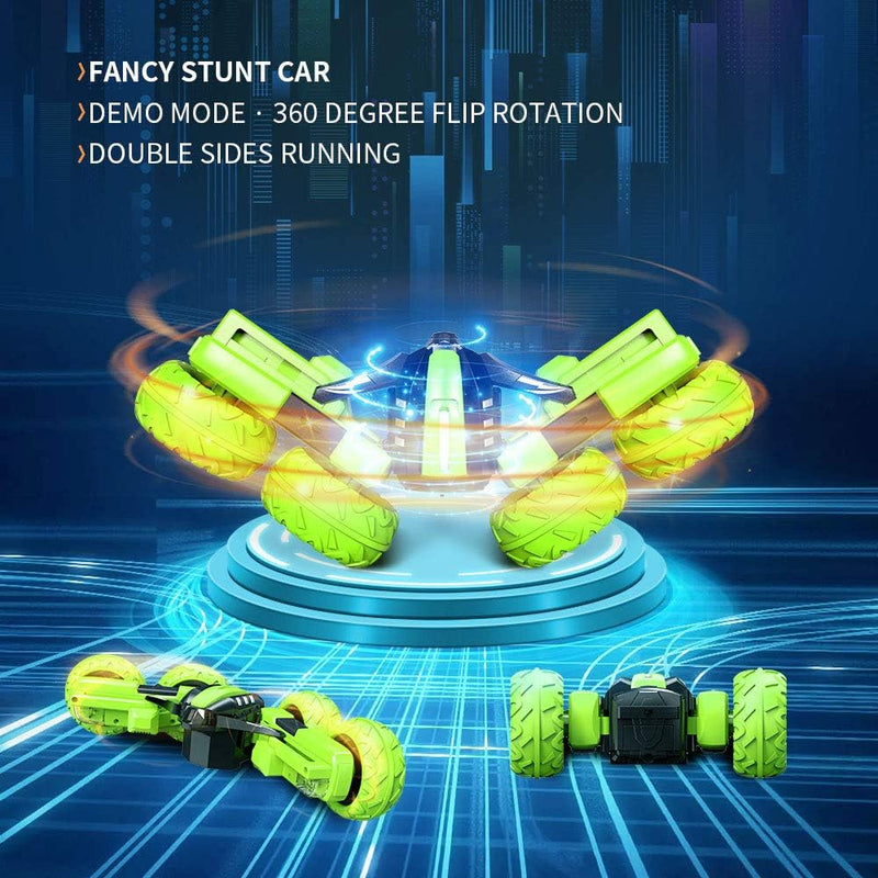 RC Voiture Telecommandé Tout Terrain, 4WD 360°Rotation Stunt Car Offroad RC Véhicule Avec LED, 2.4Ghz Voiture Radiocommandee Crawlers Pour Enfants 6-12 Ans G03080R