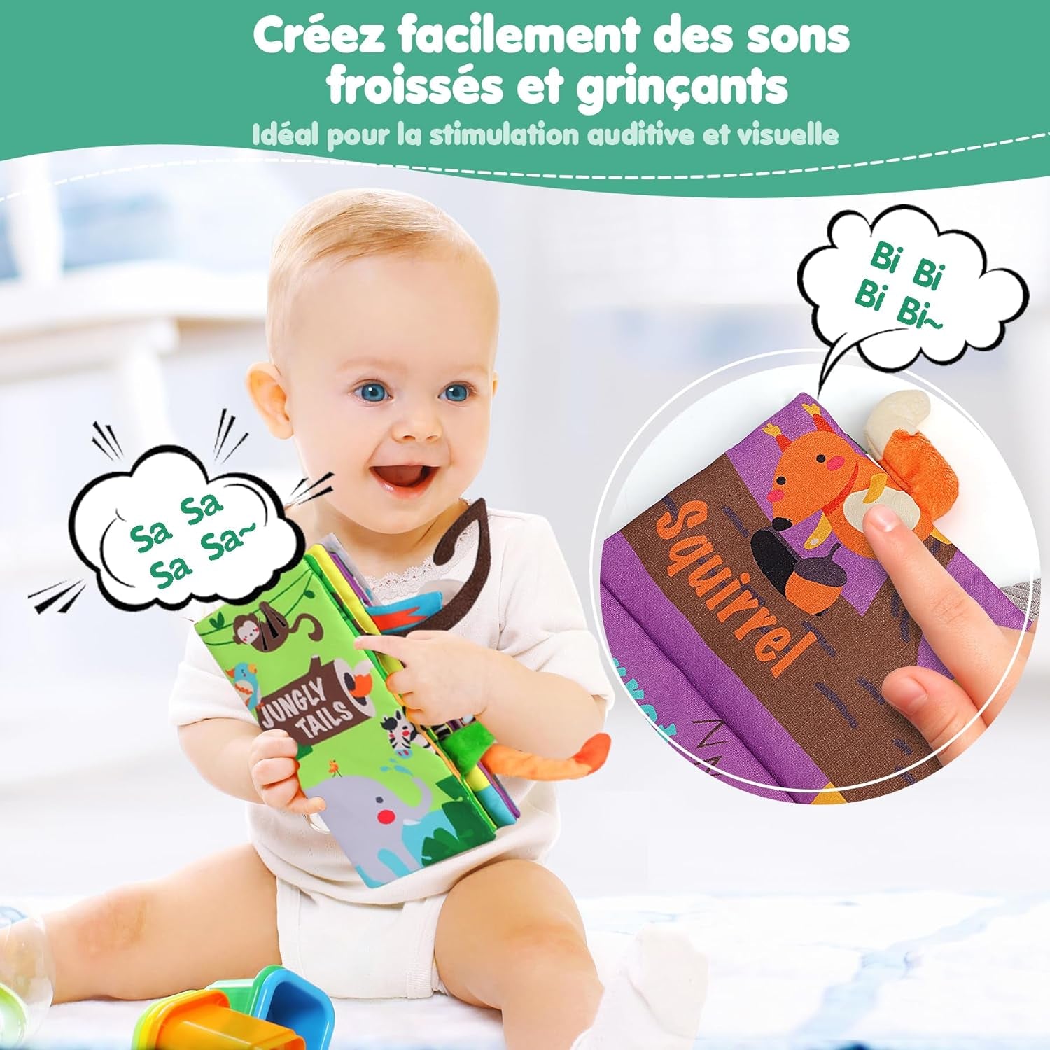 Livre Tissu Bébé Eveil,Livre Bebe 0-3 Mois,Jouet Bebe Jouet Educatif Enfant Idée Cadeau Dès La Naissance