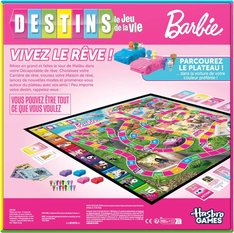 Destins Le Jeu De La Vie : Édition Barbie, Jeu De Plateau - Version Française