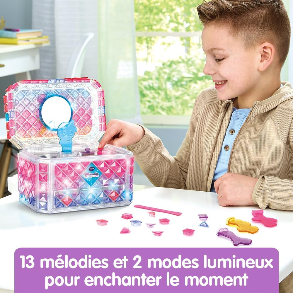 - Mosaïc Magic Lights Boîte À Bijoux - Kit Mosaïque Enfant - Boîte À Secrets Personnalisable Avec Effets Lumineux Et Musique - Jeu Créatif Et DIY - Cadeau Enfant Dès 5 Ans - Contenu En Français